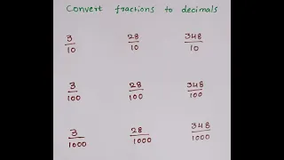 Convert Fractions to Decimals (Easy Method to remember)