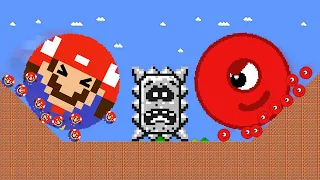 The Giant Mario vs the Giant Numberblocks Marble Race - Big trouble in Mario World | Game Animation