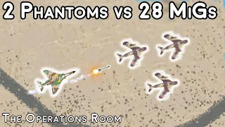 2 Israeli Phantoms vs 28 Egyptian MiGs, 1973 - Animated