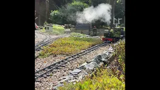 Pearse Lynton and Barnstaple Lew hauling a goods train on the West Cornwall Light Railway