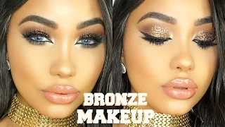 BRONZE GLITTER GLAM MAKEUP TUTORIAL | Melly Sanchez