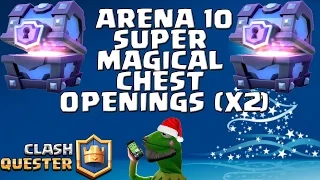 CLASH ROYALE ARENA 10 SUPER MAGICAL CHEST OPENINGS | MERRY CLASHMAS WITH A HOLIDAY PACK SMC!