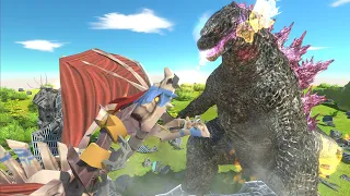 Godzilla & Skully Dragon(Hungry Dragon) vs. King Titan!(ARK) - Animal Revolt Battle Simulator