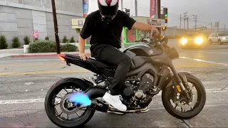 Motorcycle sounds | Naked Bike | Yamaha 2023 MT-09 sound | M4 Exhaust | Shoots Flames 🔥