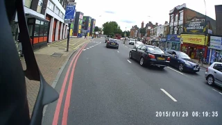 Plain clothes police and an idiot driver.