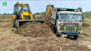 2 JCB 3dx machine Loading mud together Tata Dumper truck 2518 10 tyre Tipper with jcb 3dx #jcb