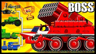 Red Fire Truck with Container Truck / Мега танки VS Босс | Мультики про танки | Arena Tank Cartoon