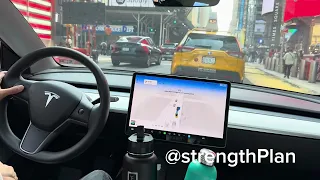 FSD v12.3.4 Times Square no issues smooth sailing ⛵️ #TSLA #fsd #nyc