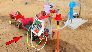 Diy tractor mini borewell drilling machine | Water pump | Motor | Science project