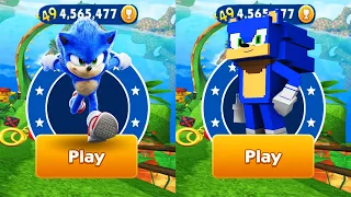 Sonic Dash vs Sonic Minecraft - Movie Sonic defeat All Bosses Zazz Eggman All Characters Unlocked