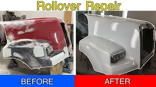 Repairing a Fiberglass Hood From a Rolled Semi Truck