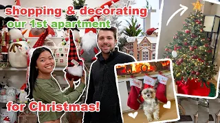 shop & decorate with me for my first apartment for CHRISTMAS!!