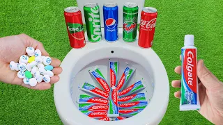 Experiment TOILET vs MENTOS, Coca Cola, Fuse Tea, Pepsi, Sprite, Fruko and Balloon in the toilet