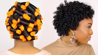 HOW TO | Perm Rod Set on Short Natural Hair Tutorial & Night Time Hair Routine!!