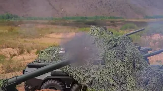 Russian Army - 2S9 Nona self propelled mortar live fire exercises