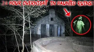 24 HOUR OVERNIGHT CHALLENGE AT HAUNTED RUINS IN MOUNTAINS! | MOE SARGI