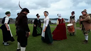 A Traditional Tudor dance with accompanied music; Pendennis Castle, Cornwall