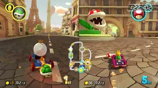 Paris Promenade - Mario Kart 8 Deluxe (Switch) DLC Course Splitscreen (Koopa Troopa vs Toad)