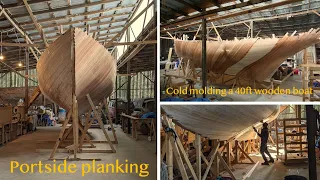 Cold molded diagonal planking our wooden boat (EP 4)