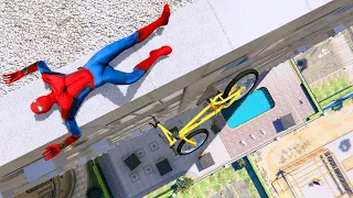 GTA 5 - Spiderman BMX Parkour Jumps Vol.62 (Euphoria Ragdolls)