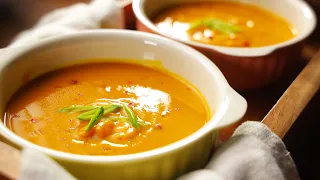 ASMR for Sleep - Enjoy Hearty Pumpkin Soup with Relaxing Music & Soft Rain • TasteLife