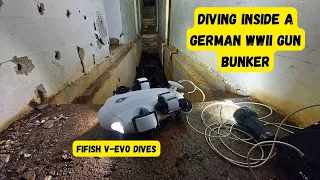 Diving a secret tunnel in German WWII bunker . Fifish V-Evo does it again !