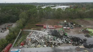 Phillips Highway reopened after recycling facility erupts in fire