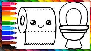 Drawing And Colouring🌈Toilet With Toilet Paper🚽🧻Drawing Colouring for kids and toddlers Easy Drawing