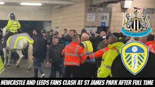 *SHOCKING SCENES* Newcastle and Leeds fans CLASH after full time !!!!!