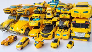 New Different Yellow Transform Toys in Car Park: Adventure Bumblebee - Stopmotion Robot Tobot Rescue
