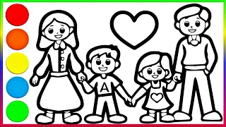 Draw A Picture Of A Happy Family For Children | Coloring Tips for Toddlers & Kids