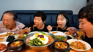 Homemade Young radish Kimchi & Barley Bibimbap - Mukbang eating show