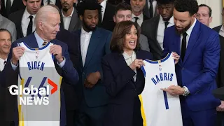 NBA champions Golden State Warriors celebrate victory at White House