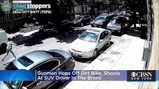 Caught On Camera: Gunman Hops Off Dirt Bike, Shoots At SUV Driver In The Bronx