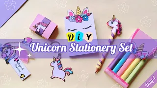 (Day-1)How to make Unicorn stationery set /DIY handmade stationery #7daysstationerysetchallenge
