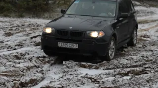 BMW x3 e83 - дачная дорога / замерзшая грязь / хрустит лёд))