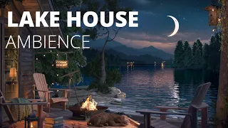 Lake House Ambience sound of fire pit and Nature on a summer night / for Relaxation and Studying