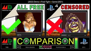 [😈] Final Fight (Sega Genesis vs PlayStation 4) Side by Side Comparison - Dual Longplay @vcdecide