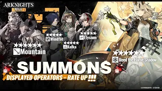 Arknights Summoning on Mountain & Reed The Flame Shadow Banner