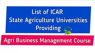 MBA in agribusiness management | icar state universities list | MBA - ABM | agribusiness 🌿