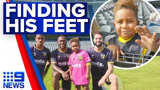 A-League team help young boy find his feet in 'the beautiful game' | 9 News Australia