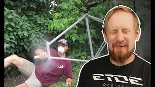 Martin reacts to guy painting a vintage steel bike in the backyard