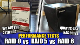 QNAP TS-464 NAS + WD Red 22TB 10GbE RAID 0, RAID 5 and RAID 6 Performance Tests