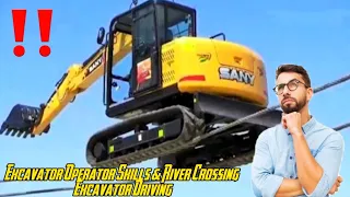 Extreme Dangerous Heavy Equipment Excavator Operator Skills & River Crossing #machines #excavato