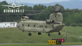 US Army Boeing CH-47F Chinook Helicopter Arrival and Departure At Tri-Cities Airport (KTRI) 27May23