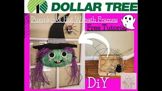 How to DiY Halloween Pumpkin ~ Witch hat wire wreath frame Dollar Tree idea craft project tutorial