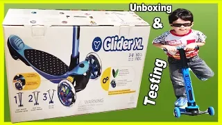 Y Glider XL 3 Wheeled Scooter, Assemble, Unboxing & Testing Yvolution Review.