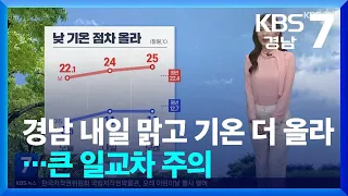 [날씨] 경남 내일 맑고 기온 더 올라…큰 일교차 주의 / KBS  2024.05.02.