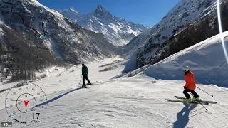 [5K] Skiing Zinal, Red Route Top to Bottom, Val d'Anniviers Valais Switzerland, GoPro HERO9 Wide GPS