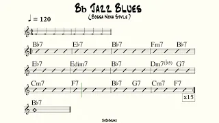 Bb Jazz Blues Bossa Nova Style Backing Track For Bass (BPM 120)